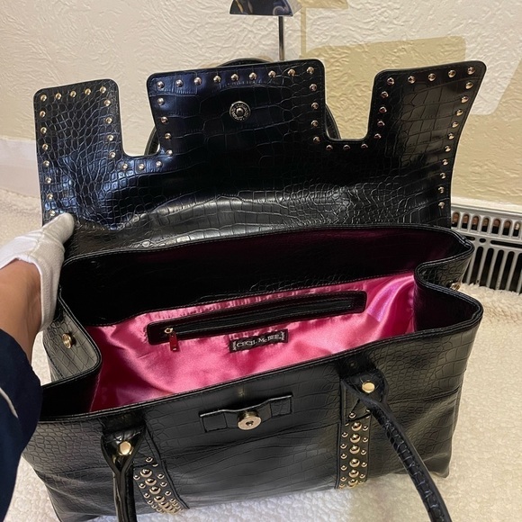 CECIL McBEE japanese brand croc studded pattern bag in black and silver - Picture 8 of 17